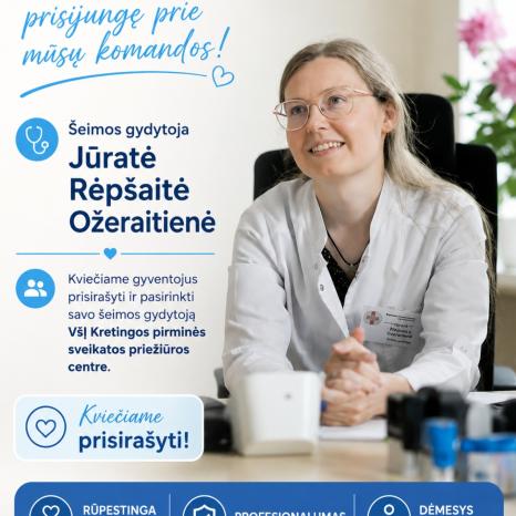 Kretingos PSPC  pradėjo dirbti nauja šeimos gydytoja!